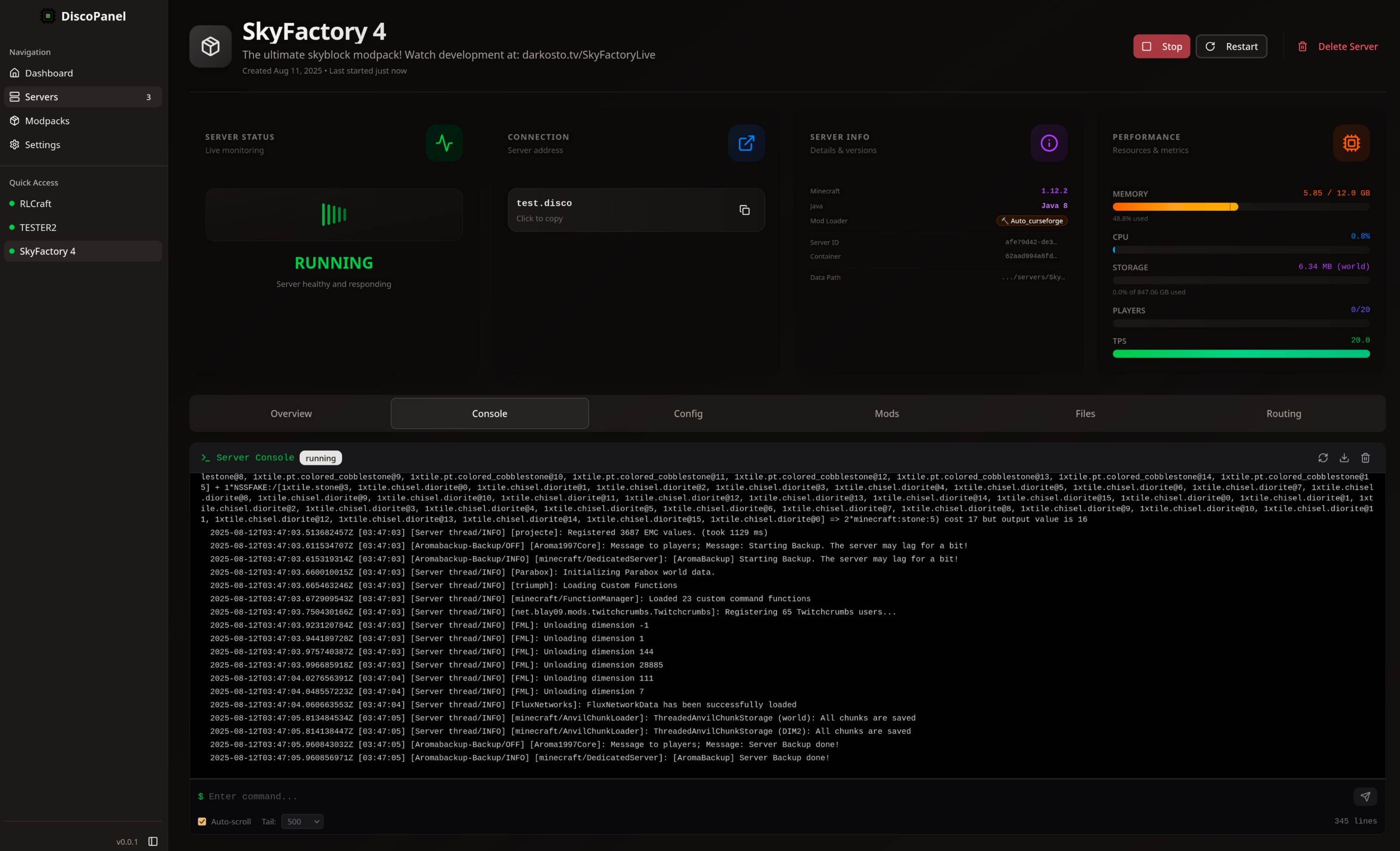 Server Console
