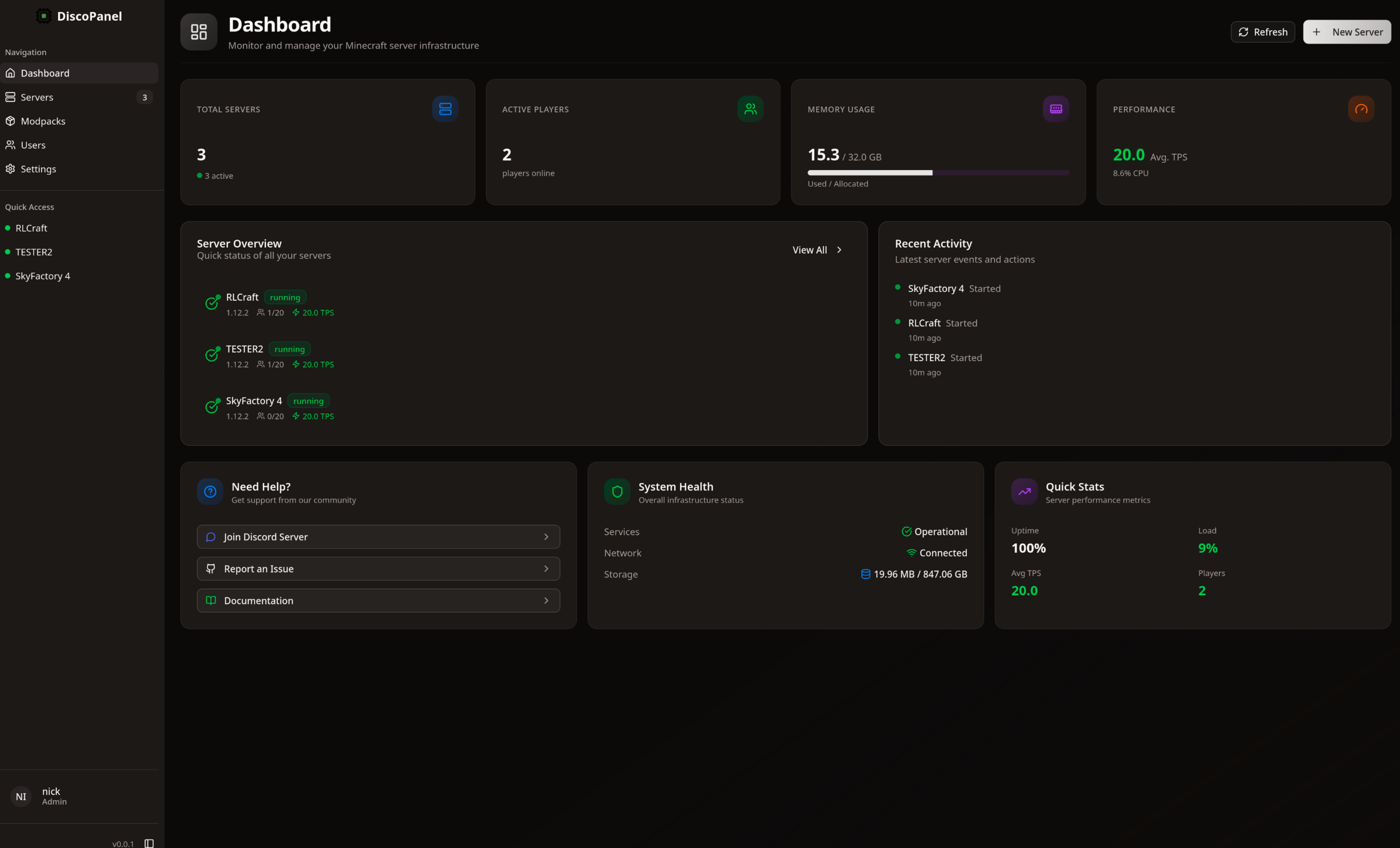 DiscoPanel Dashboard