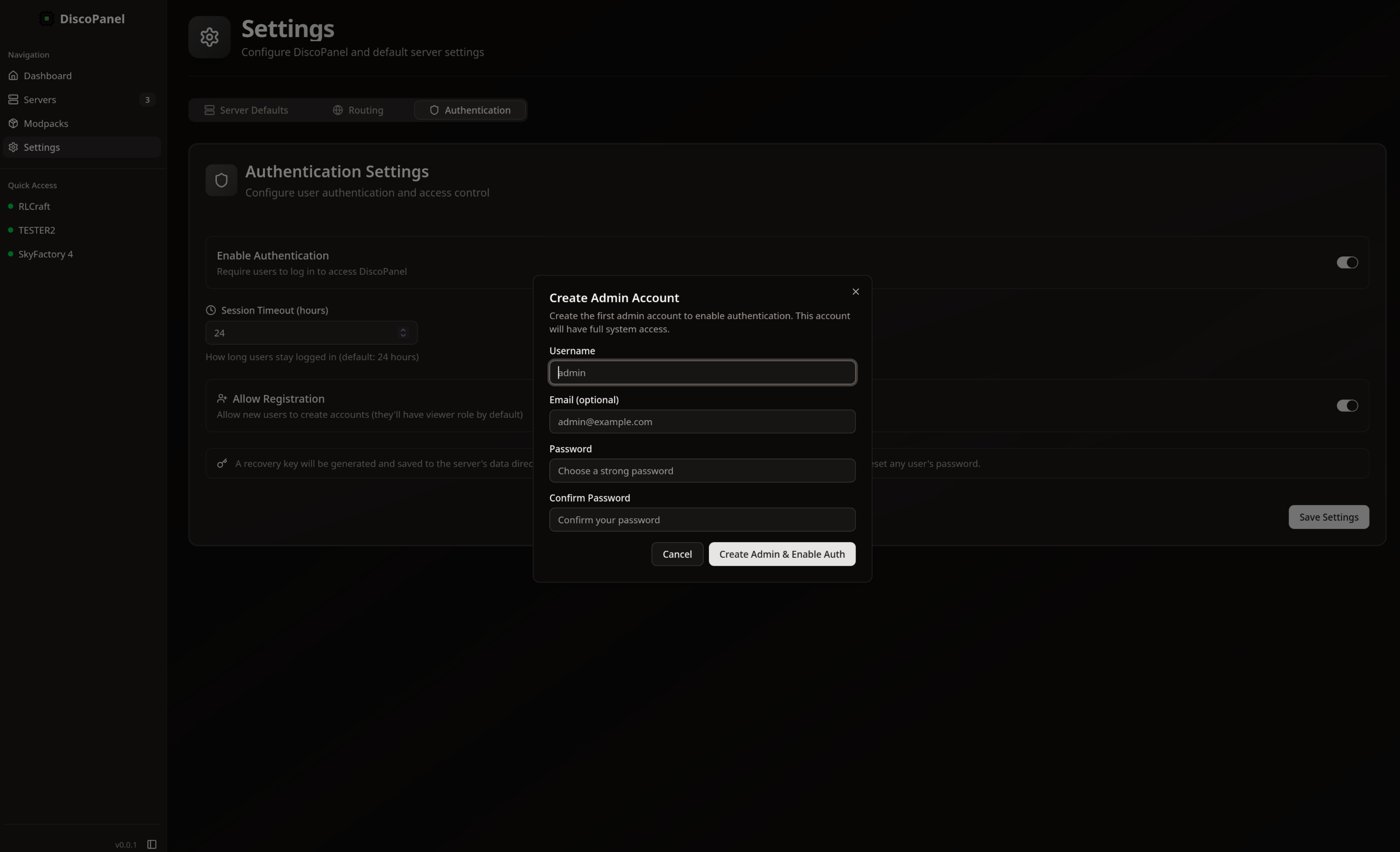 Enable Login